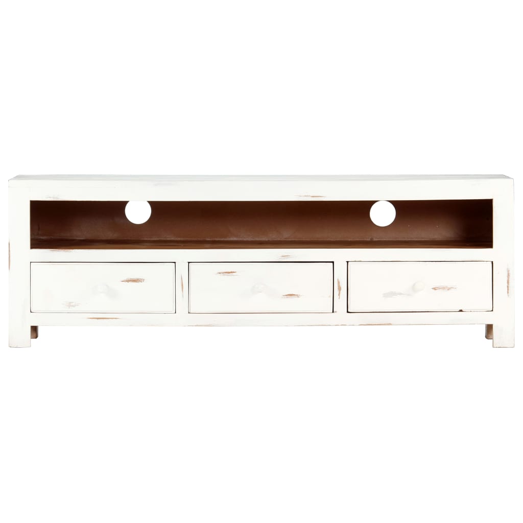 vidaXL TV Cabinet White 120x30x40 cm Solid Acacia Wood