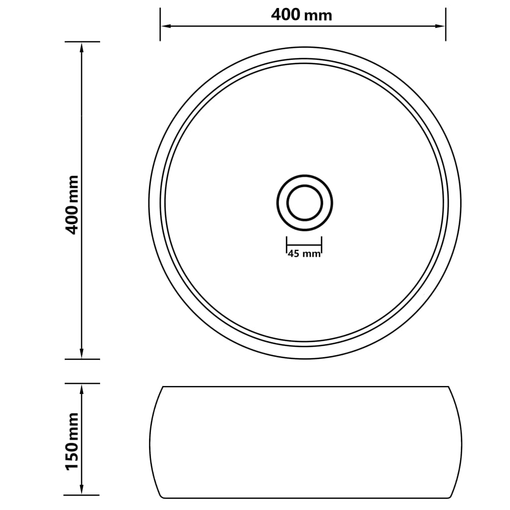 vidaXL Luxury Wash Basin Round Matt Dark Grey 40x15 cm Ceramic