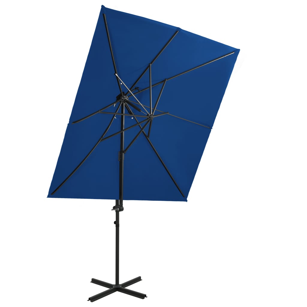 vidaXL Cantilever Garden Parasol with Double Top Azure Blue 250x250 cm