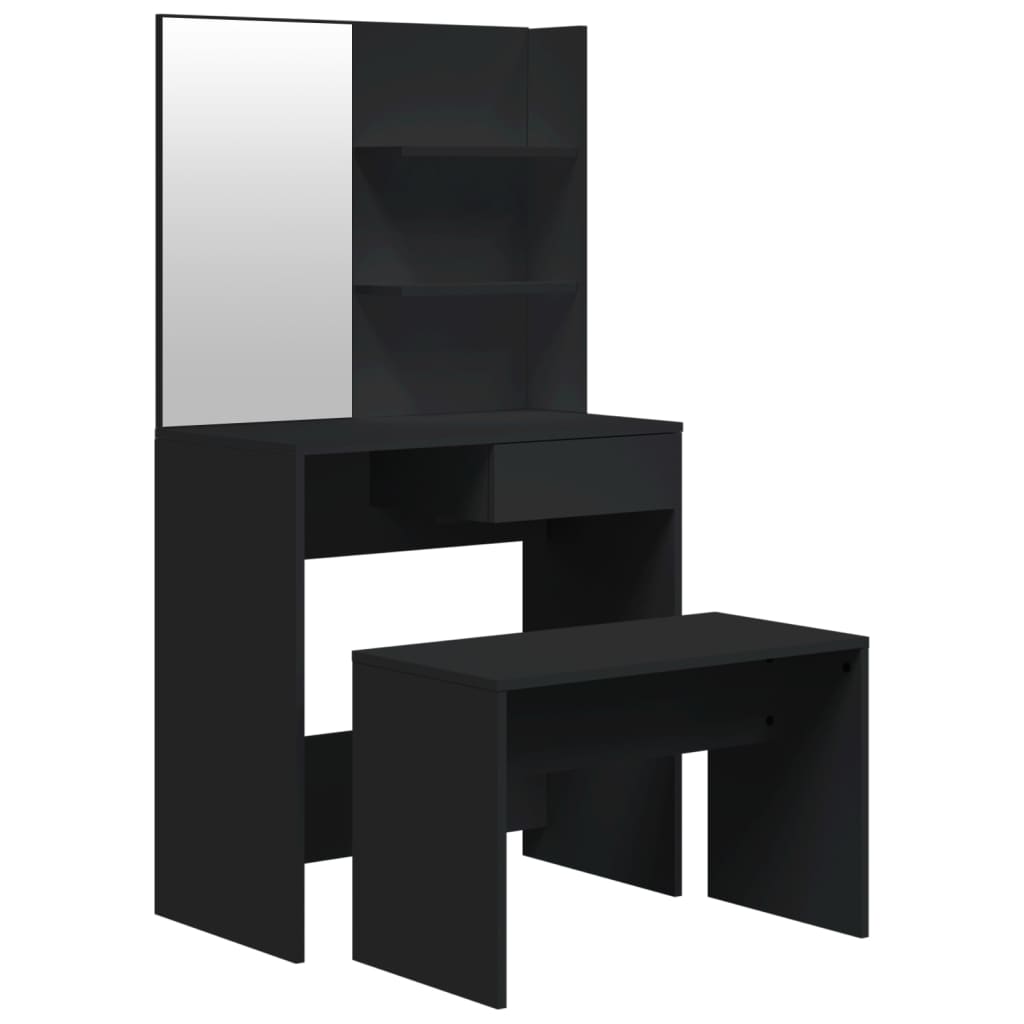 vidaXL Dressing Table Set Black 74.5x40x141 cm