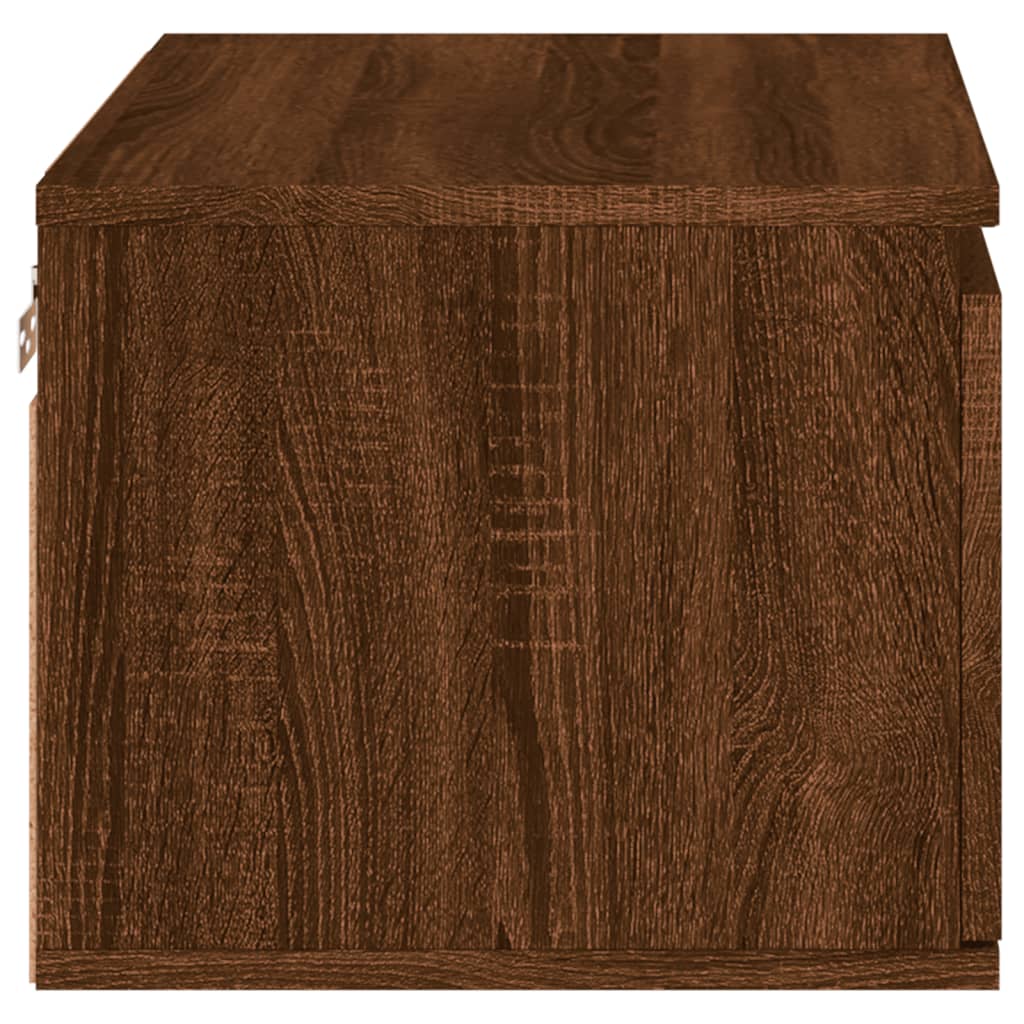 vidaXL Wall-mounted Bedside Cabinet with LED Lights Brown Oak