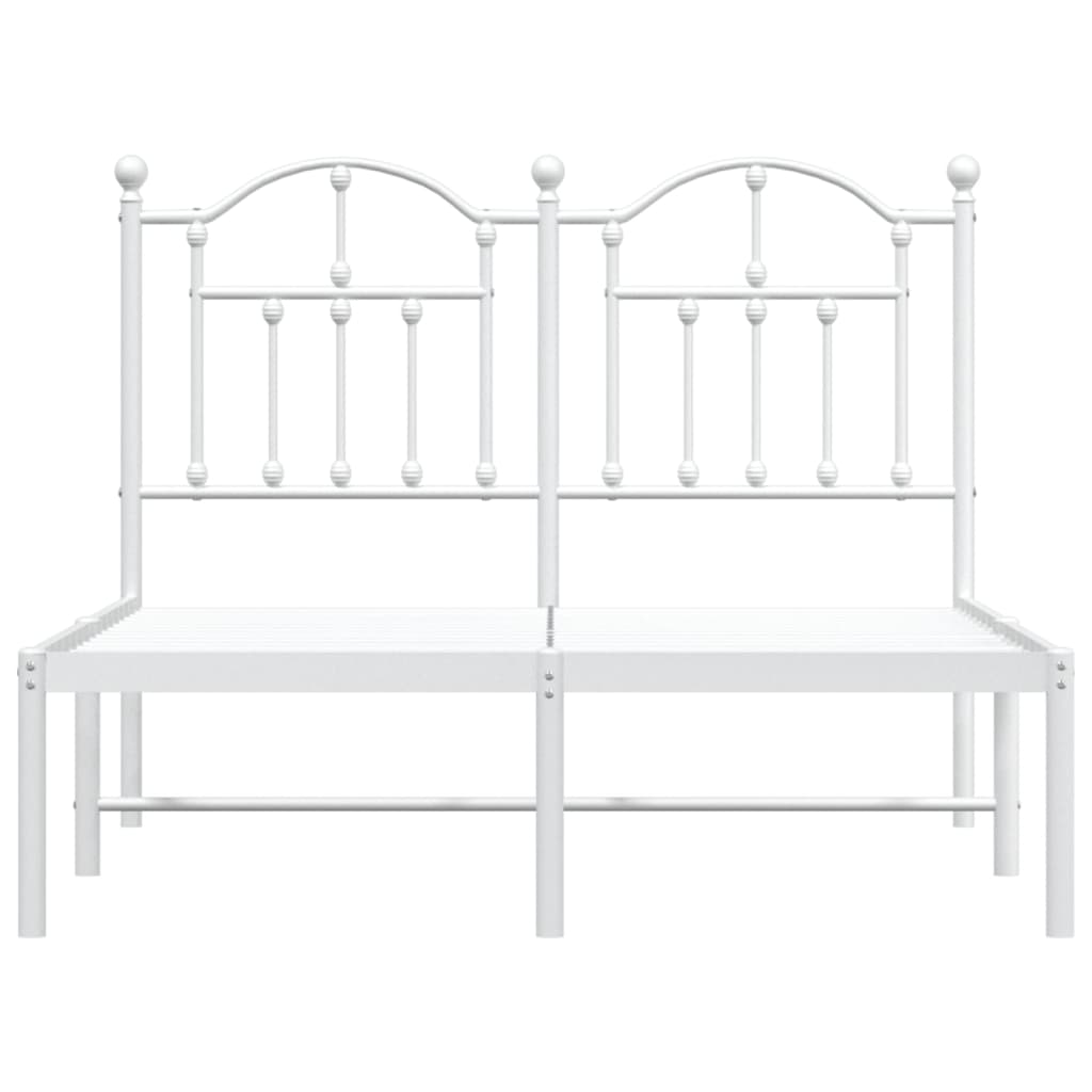 vidaXL Metal Bed Frame without Mattress with Headboard White 120x190 cm Small Double