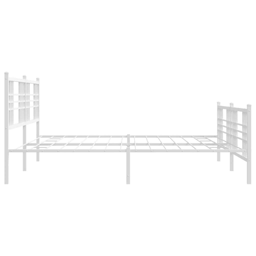 vidaXL Metal Bed Frame without Mattress with Footboard White 200x200 cm