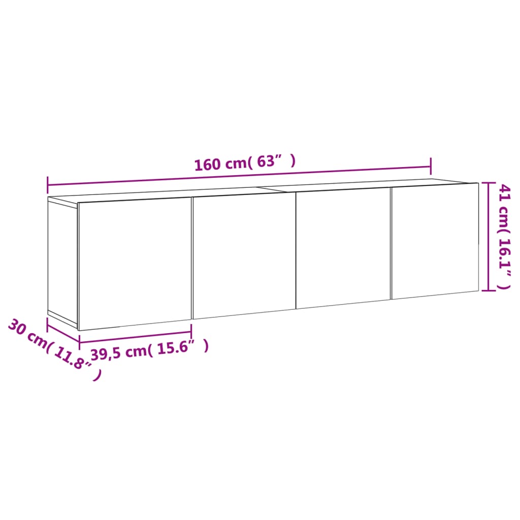 vidaXL TV Cabinets Wall-mounted 2 pcs Concrete Grey 80x30x41 cm