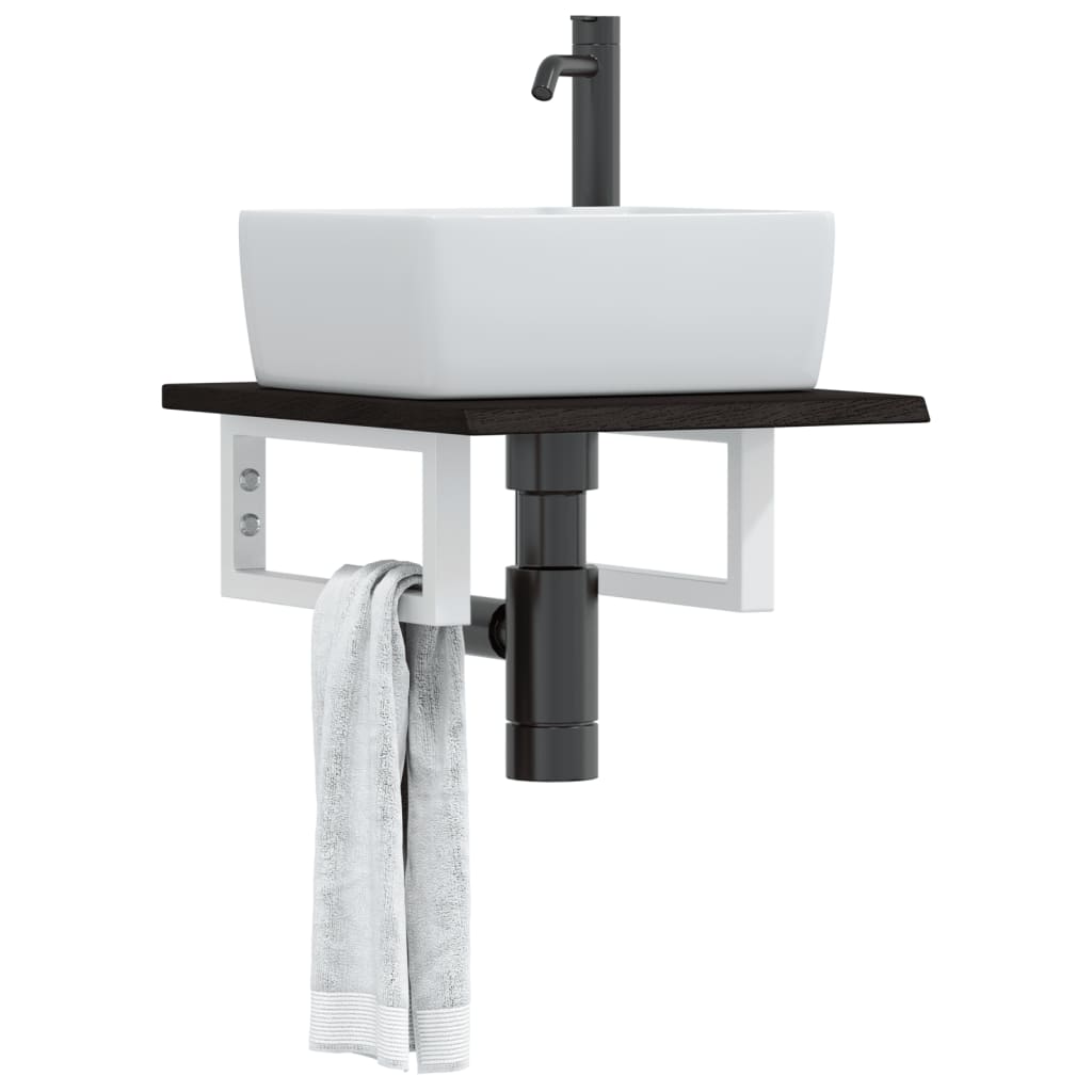 vidaXL Basin Shelf Wall Mounted Steel and Solid Wood Oak