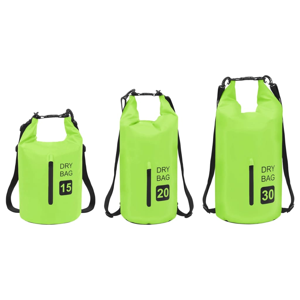 vidaXL Dry Bag with Zipper Green 15 L PVC