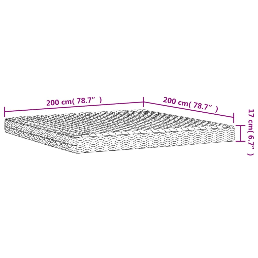 vidaXL Foam Mattress White 200x200 cm Hardness H2 H3