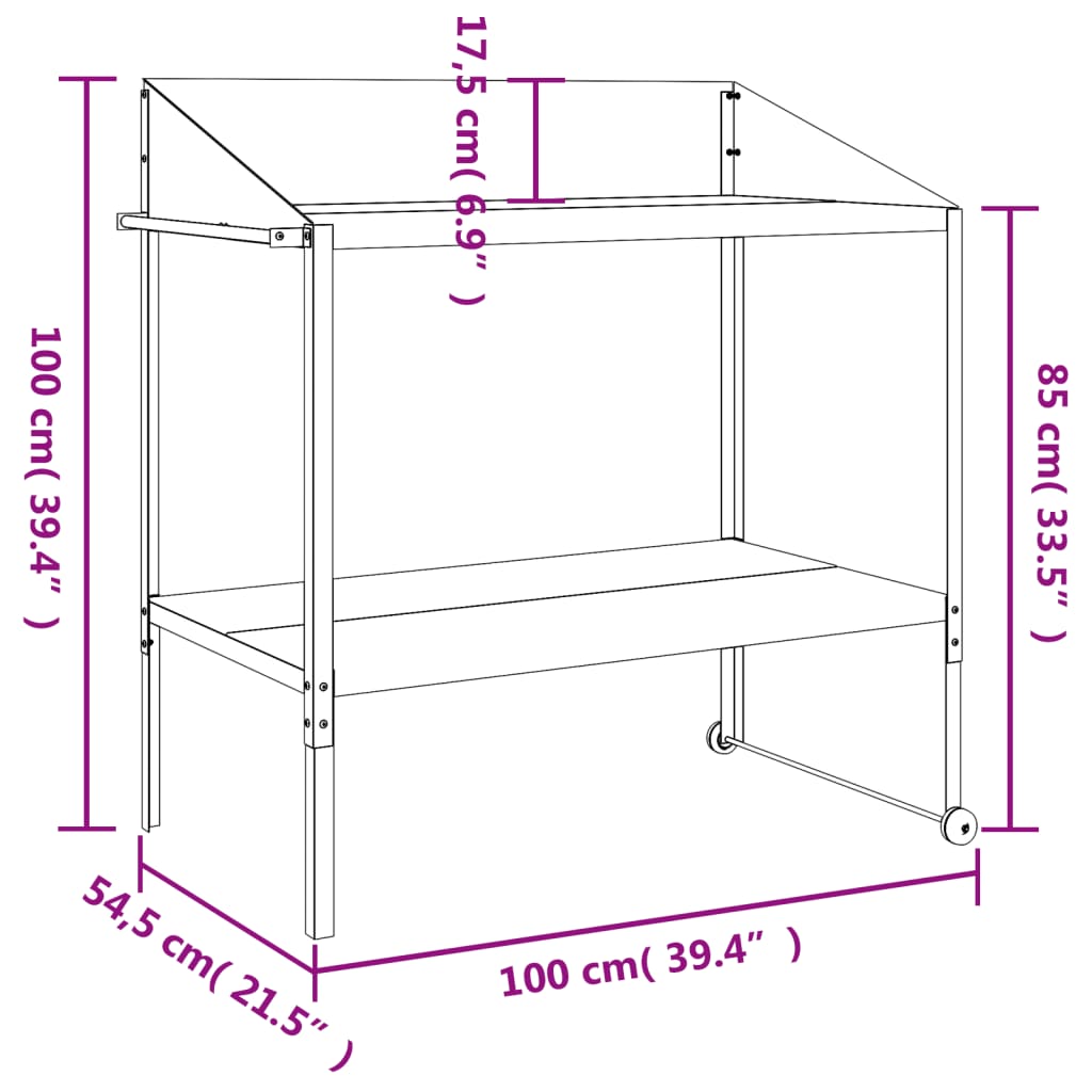 vidaXL Plant Stand Anthracite 100x54.5x100 cm Galvanised Steel