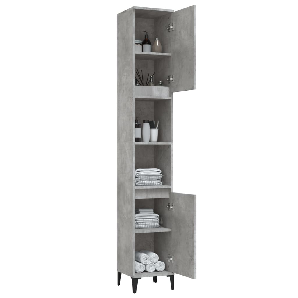 vidaXL Bathroom Cabinet Concrete Grey 30x30x190 cm Engineered Wood