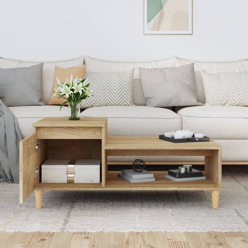 vidaXL Coffee Table Sonoma Oak 100x50x45 cm Engineered Wood