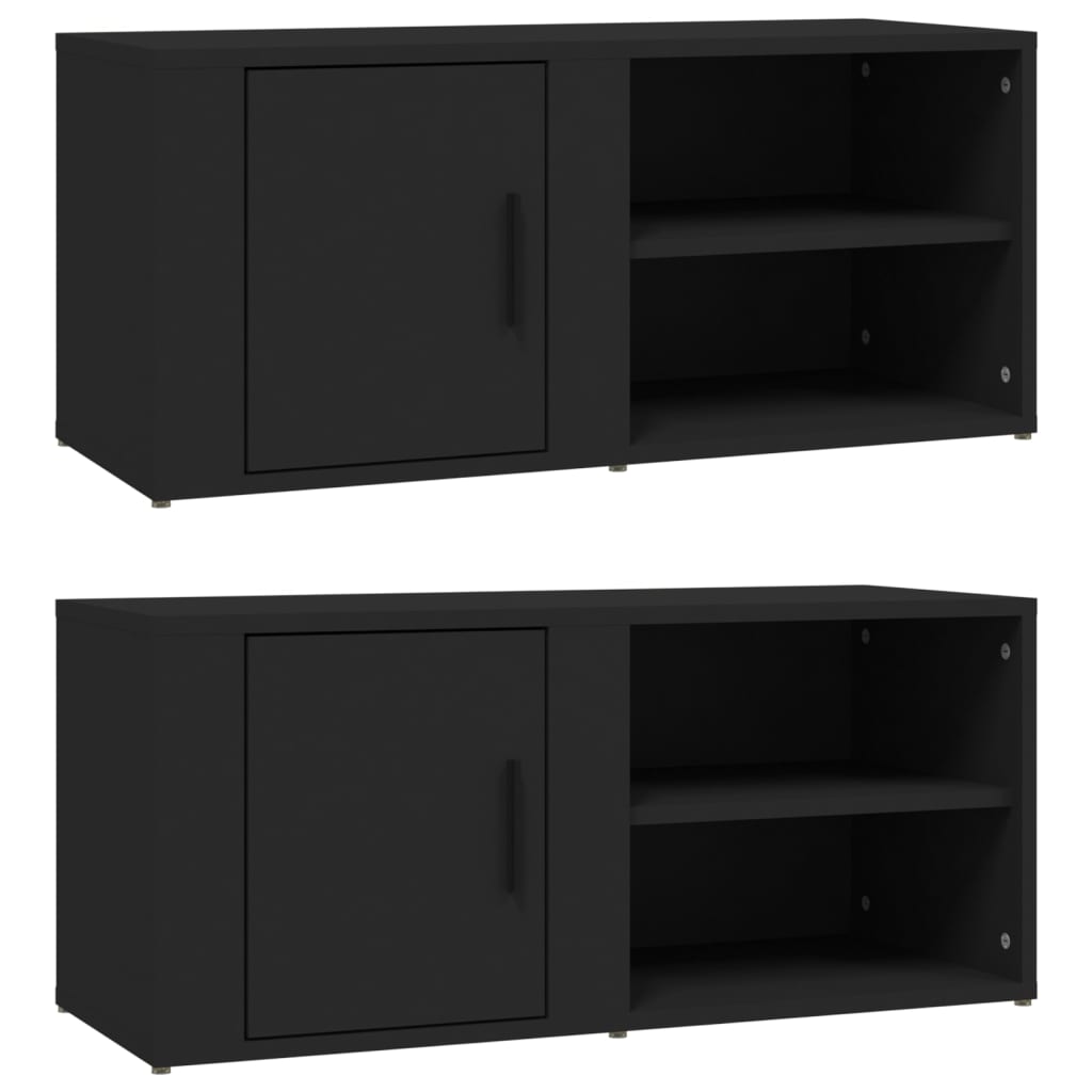 vidaXL TV Cabinets 2 pcs Black 80x31.5x36 cm Engineered Wood