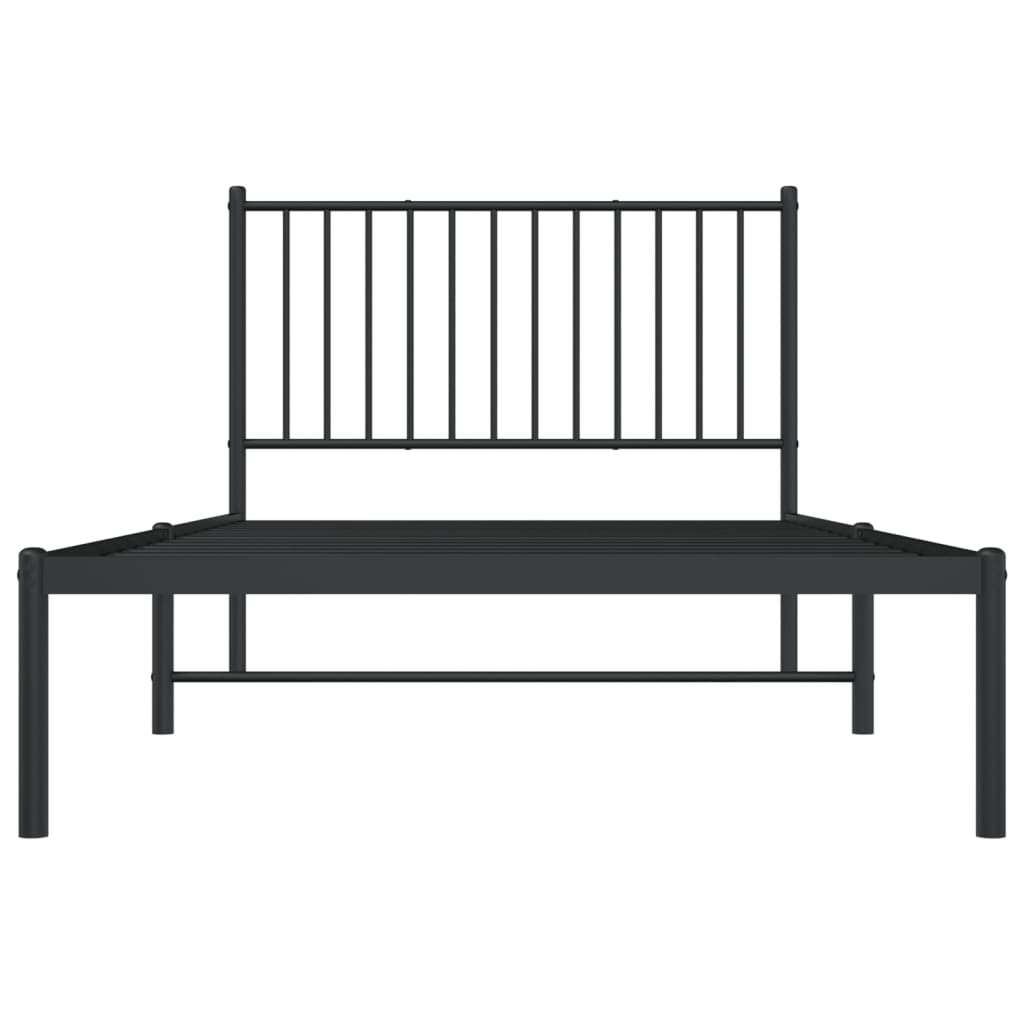 vidaXL Metal Bed Frame without Mattress with Headboard Black 100x200 cm