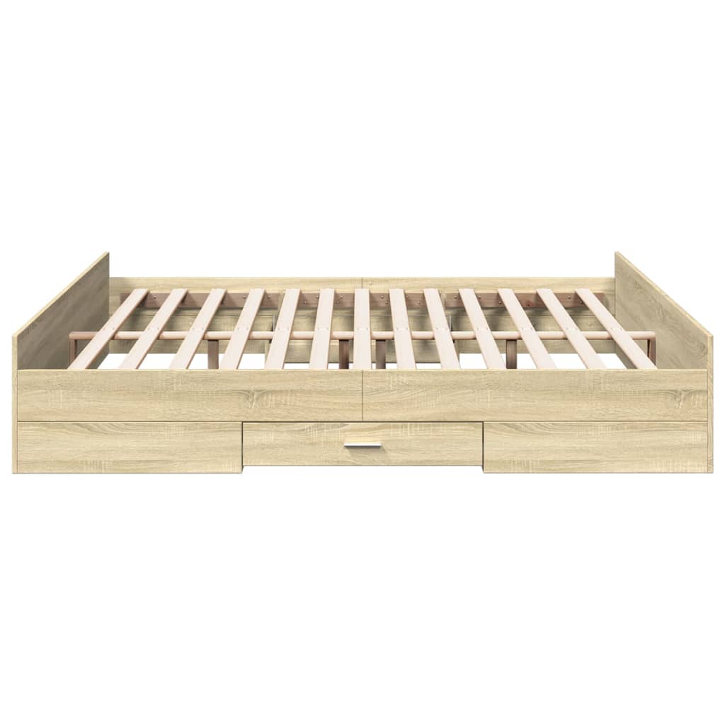 vidaXL Bed Frame with Drawers without Mattress Sonoma Oak 180x200 cm Super King