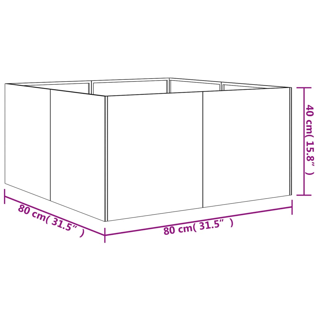 vidaXL Planter 80x80x40 cm Corten Steel