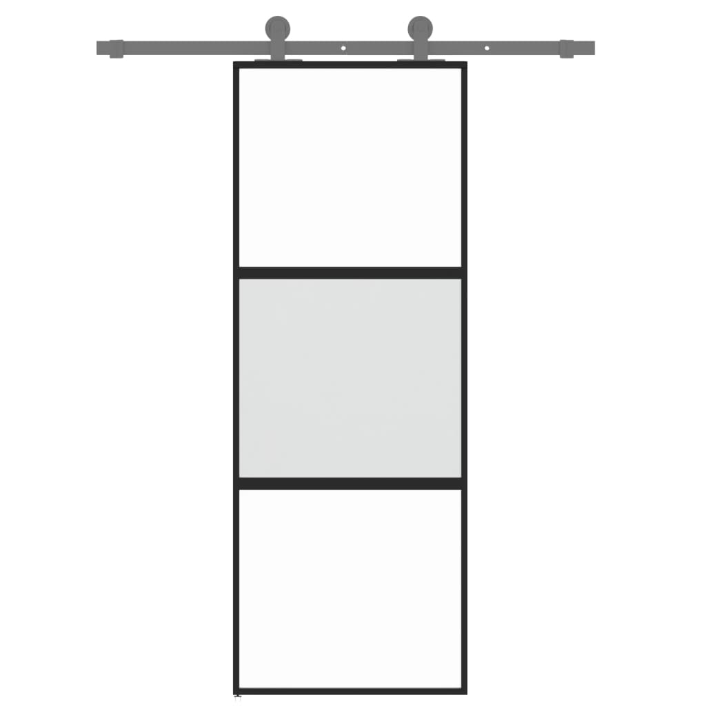 vidaXL Sliding Door Black 76x205 cm Tempered Glass and Aluminium