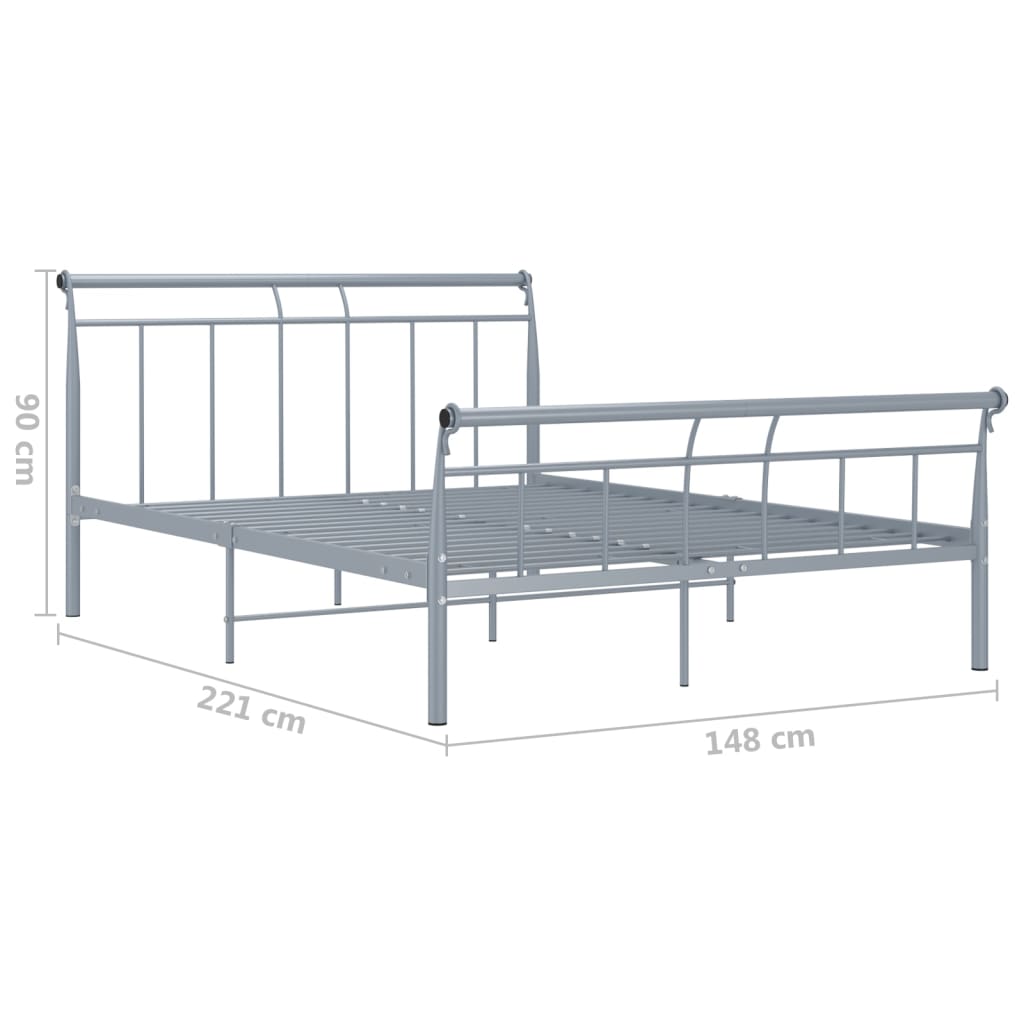 vidaXL Bed Frame without Mattress Grey Metal 140x200 cm