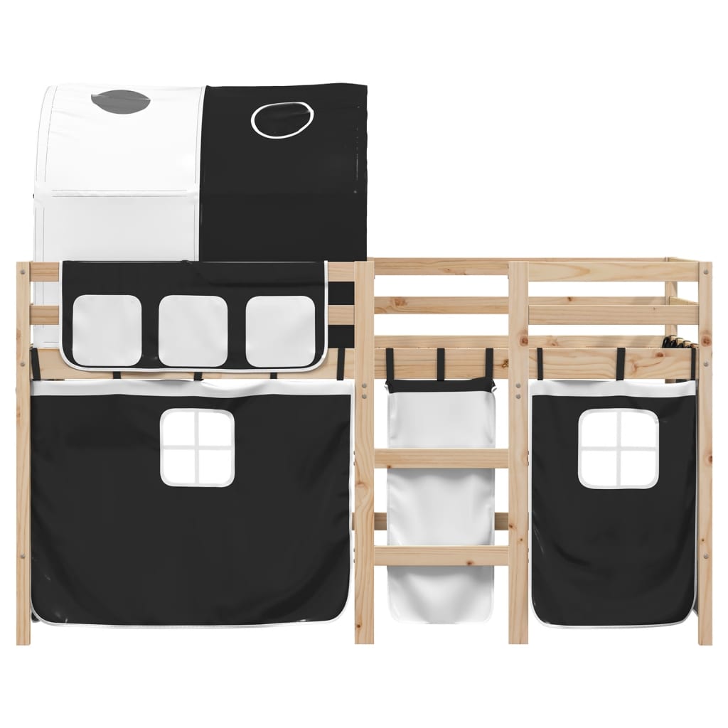 vidaXL Kids' Loft Bed with Tunnel without Mattress White&Black 80x200 cm