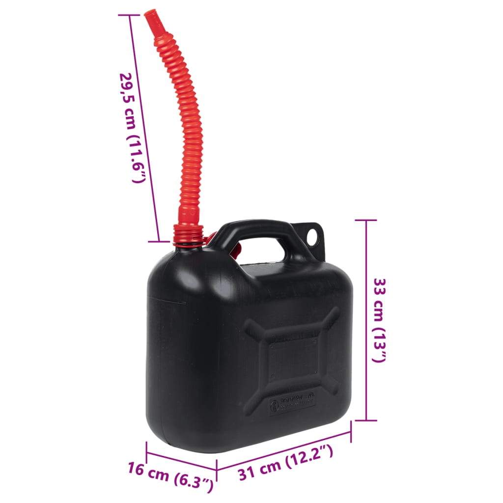 vidaXL Fuel Can with Flexible Spout 3 pcs Black 10 L Plastic