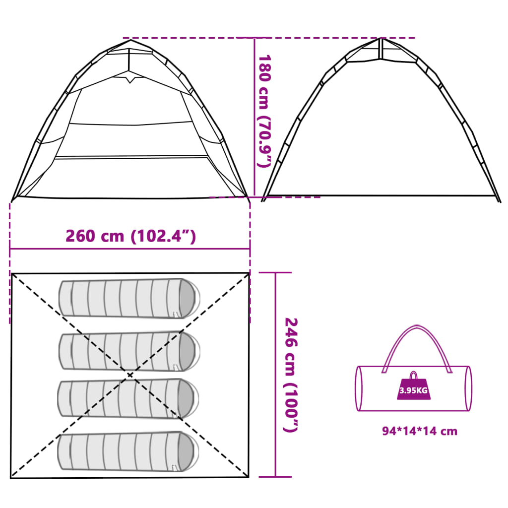 vidaXL Fishing Tent 4-Person Camouflage Quick Release