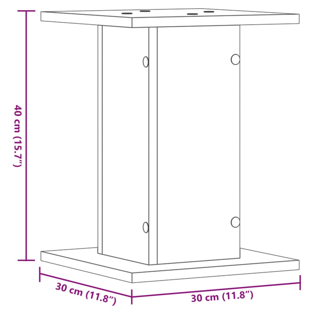 vidaXL Speaker Stands 2 pcs Smoked Oak 30x30x40 cm Engineered Wood