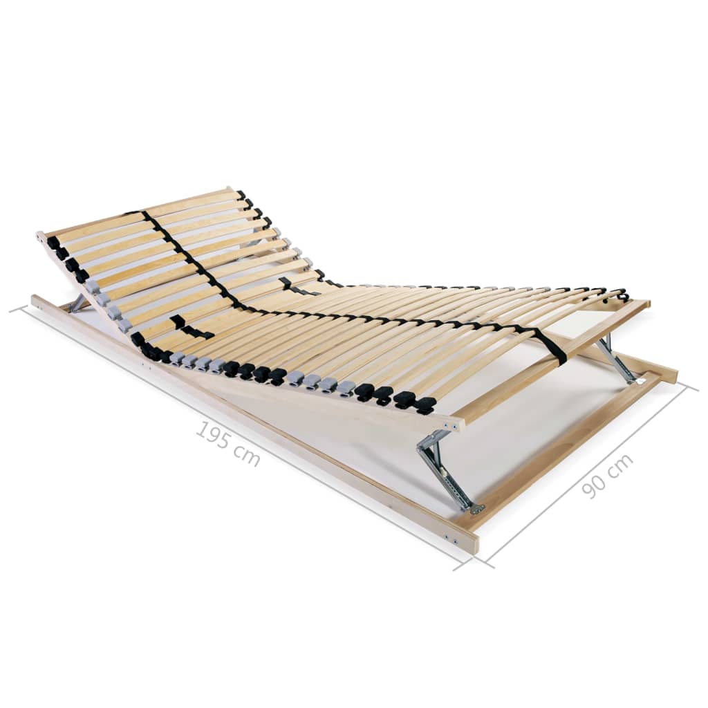 vidaXL Slatted Bed Base without Mattress with 28 Slats 7 Zones 90x200 cm