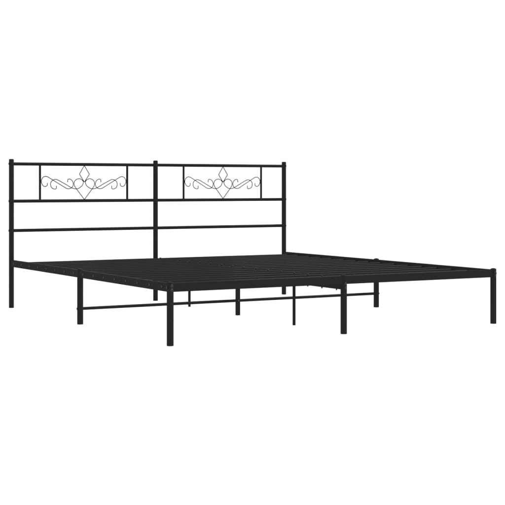 vidaXL Metal Bed Frame without Mattress with Headboard Black 183x213 cm