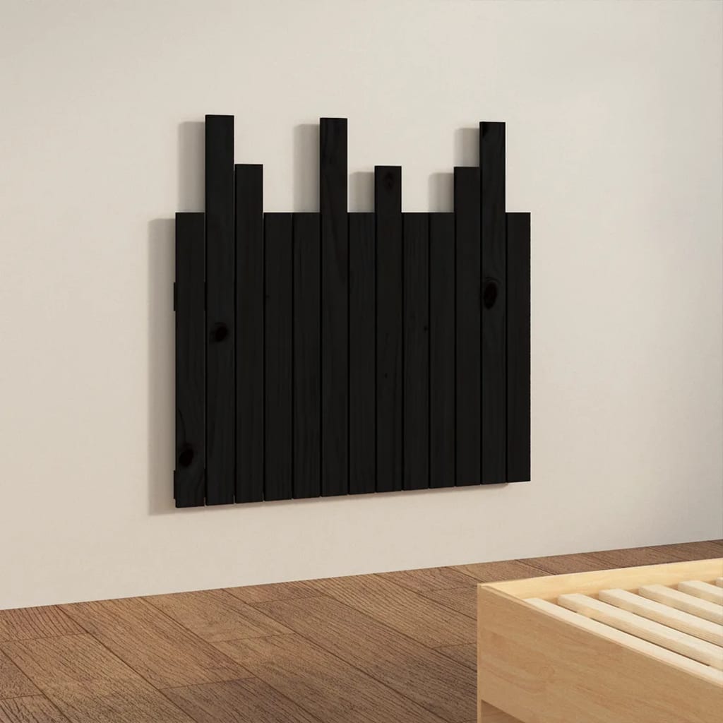 vidaXL Wall Headboard Black 82.5x3x80 cm Solid Wood Pine