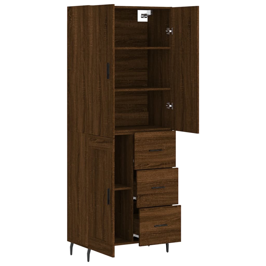 vidaXL Highboard Brown Oak 69.5x34x180 cm Engineered Wood