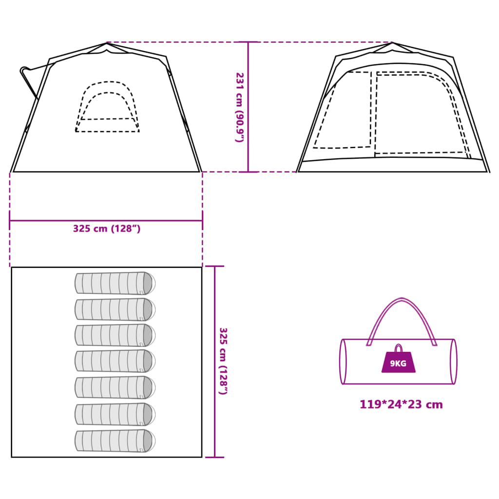 vidaXL Family Tent Cabin 7-Person Blue Quick Release