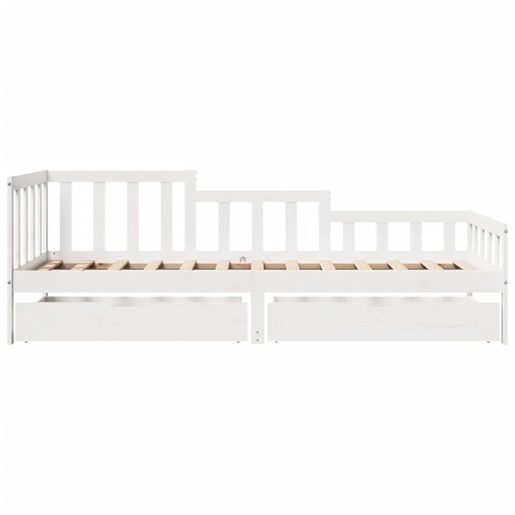 vidaXL Daybed with Drawers without Mattress White 90x200 cm Solid Wood