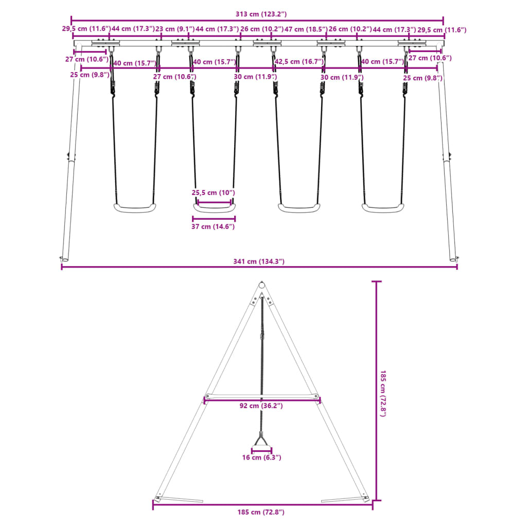 vidaXL Outdoor Swing Set with 4 Swings