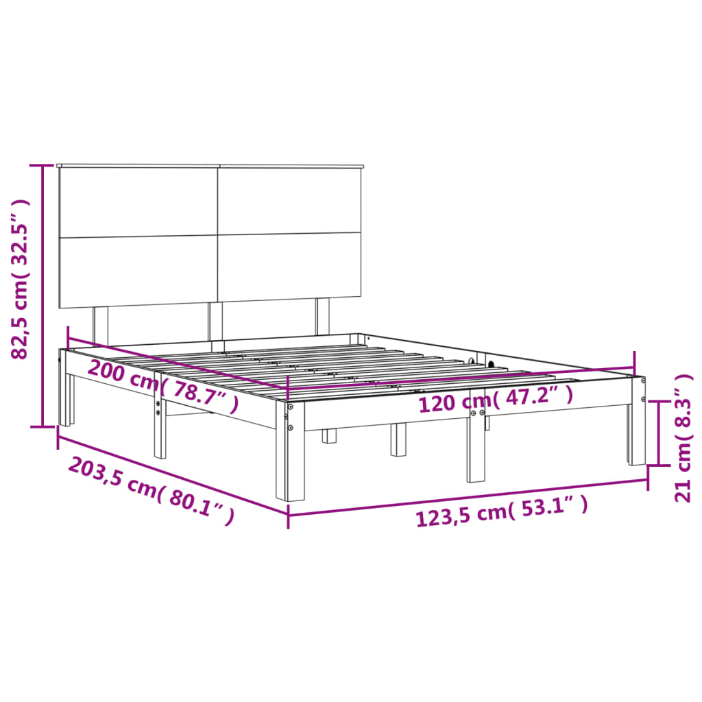 vidaXL Bed Frame without Mattress White 120x200 cm Solid Wood Pine