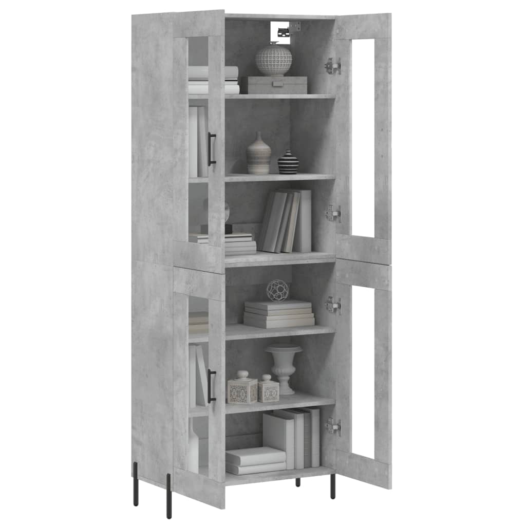 vidaXL Highboard Concrete Grey 69.5x34x180 cm Engineered Wood