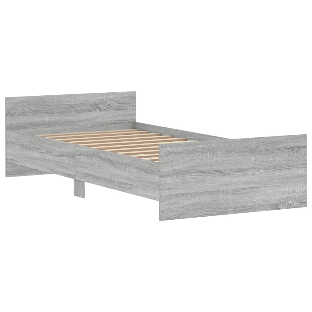 vidaXL Bed Frame without Mattress Grey Sonoma 90x190 cm Single Engineered Wood