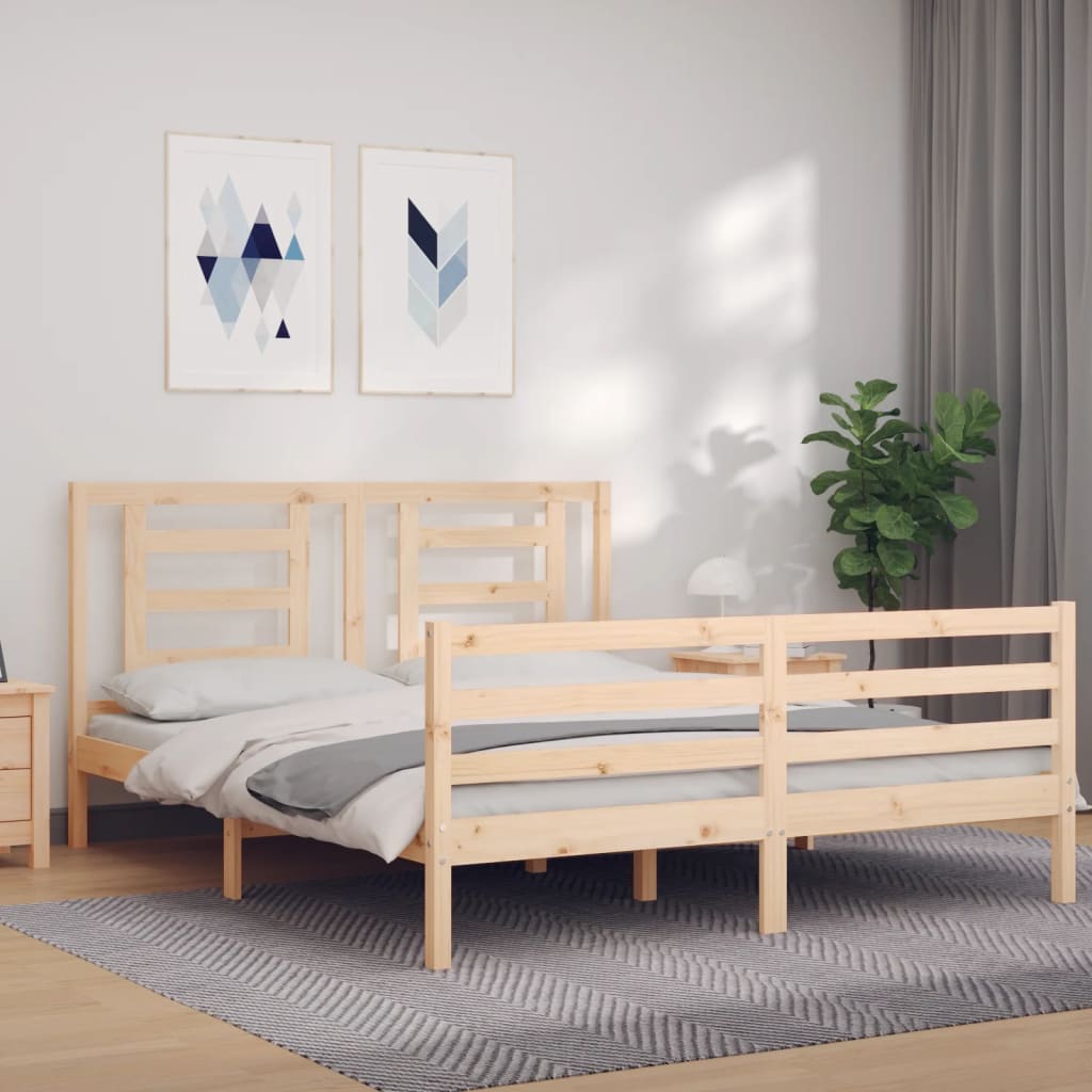 vidaXL Bed Frame without Mattress King Size Solid Wood