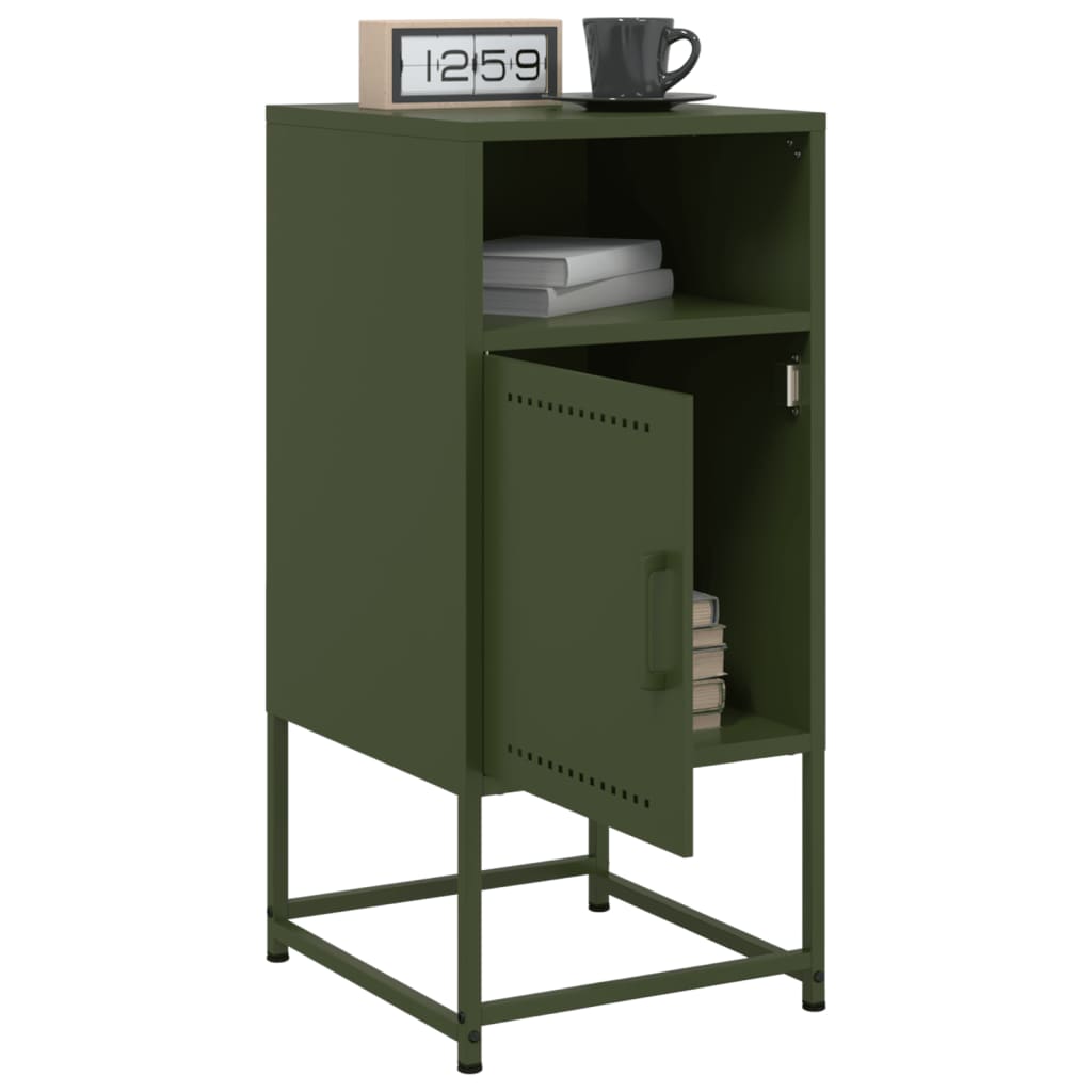 vidaXL Bedside Cabinet Olive Green 36x39x78 cm Steel