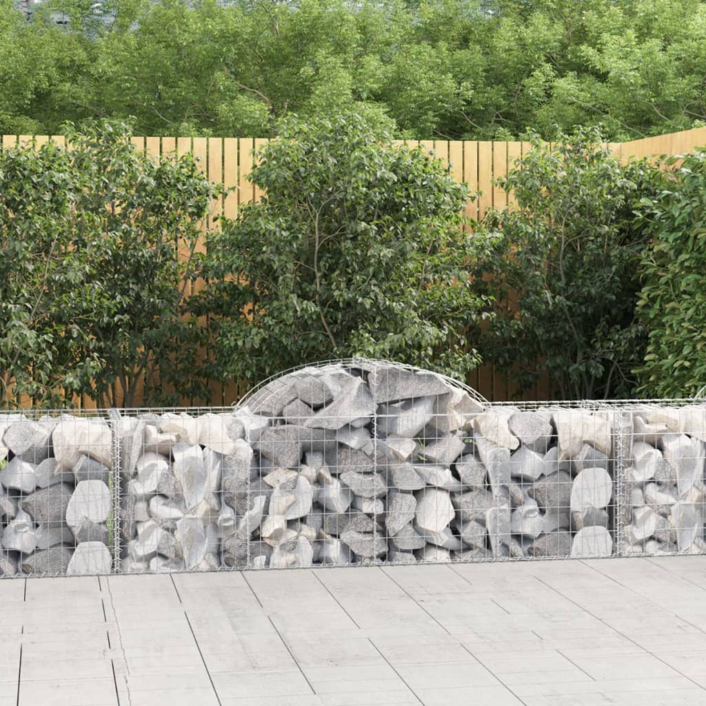 vidaXL Arched Gabion Baskets 7 pcs 200x50x60/80 cm Galvanised Iron