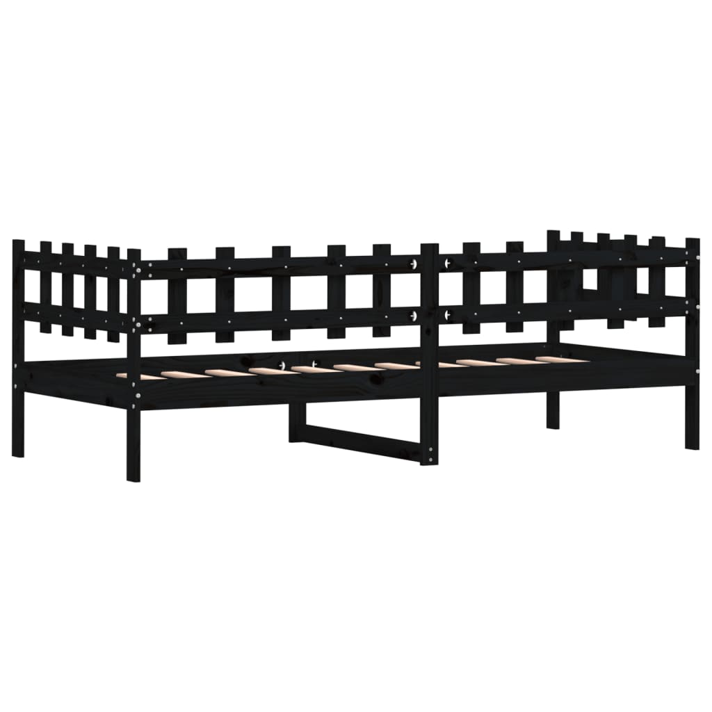 vidaXL Day Bed without Mattress Black 90x190 cm Single Solid Wood Pine