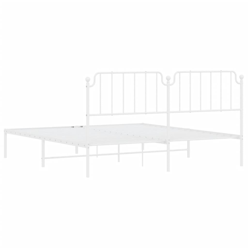 vidaXL Metal Bed Frame without Mattress with Headboard White 183x213 cm