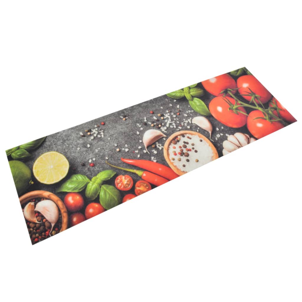 vidaXL Kitchen Rug Washable Vegetables 60x180 cm Velvet