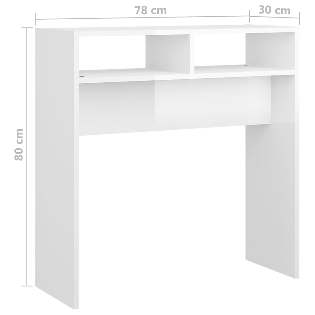 vidaXL Console Table High Gloss White 78x30x80 cm Engineered Wood