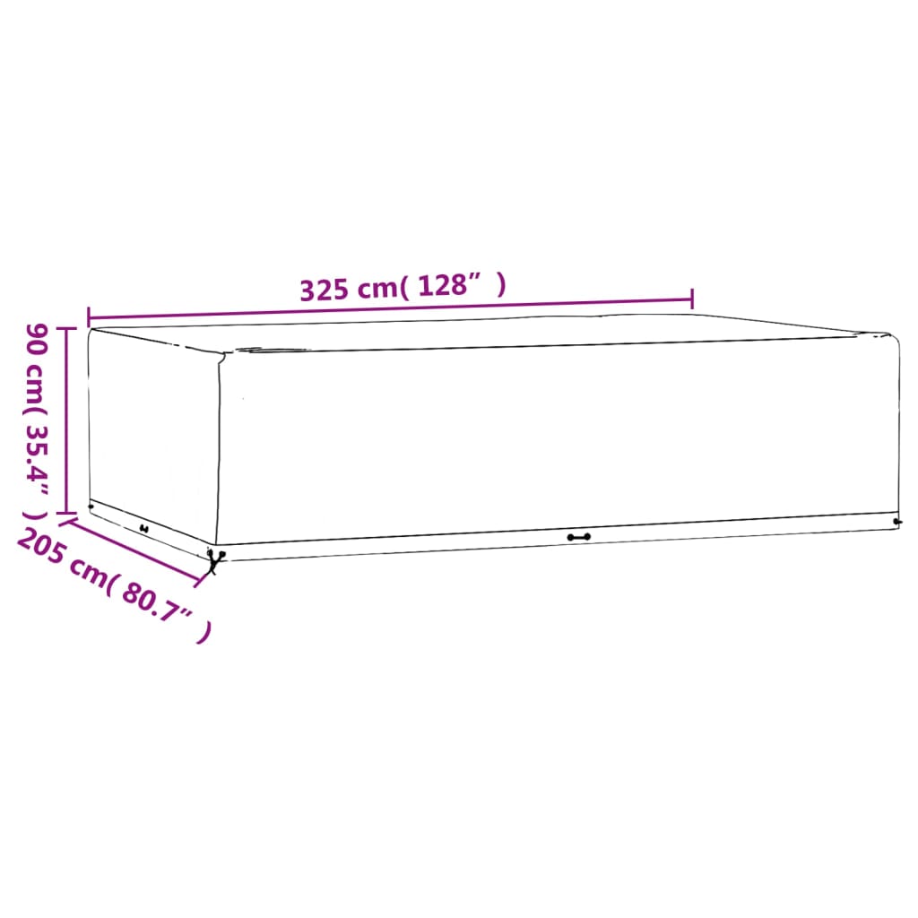 vidaXL Garden Furniture Covers 2 pcs 16 Eyelets 325x205x90 cm Rectangular