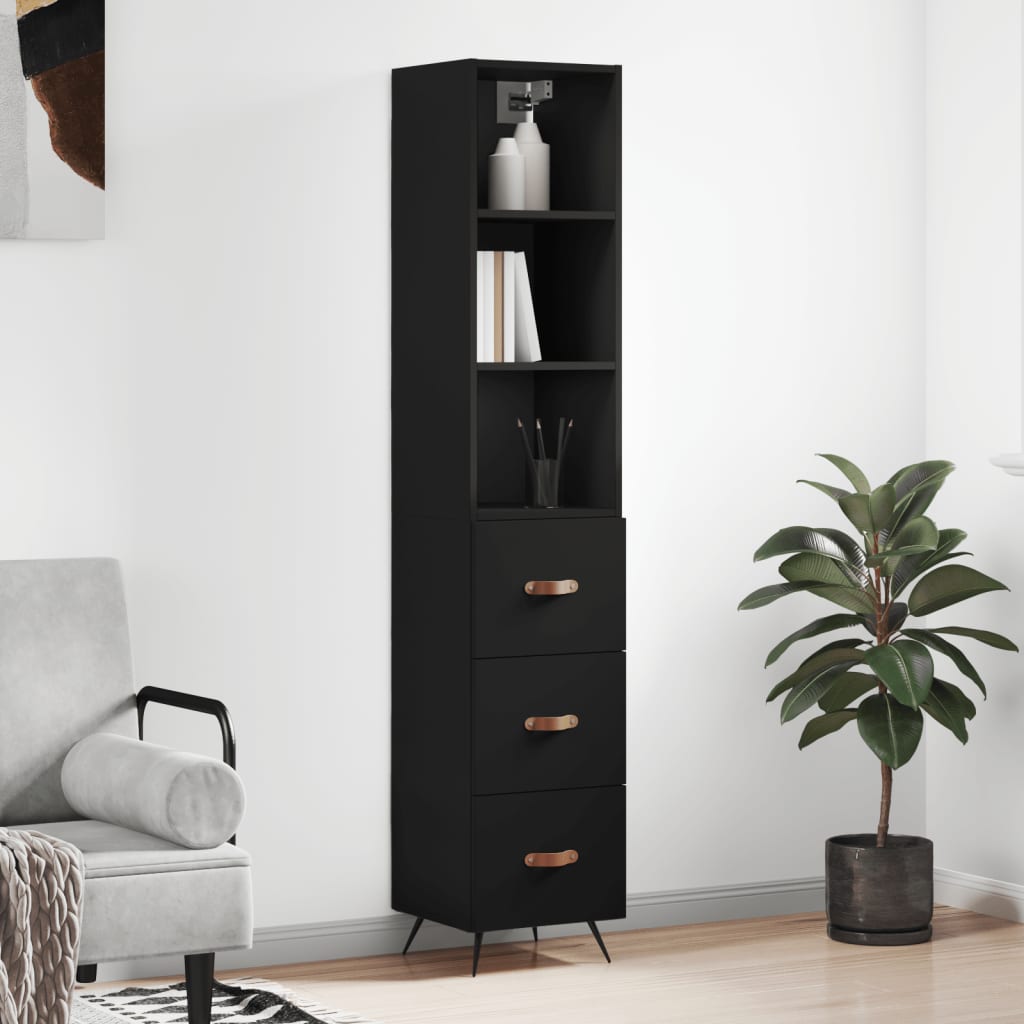 vidaXL Highboard Black 34.5x34x180 cm Engineered Wood