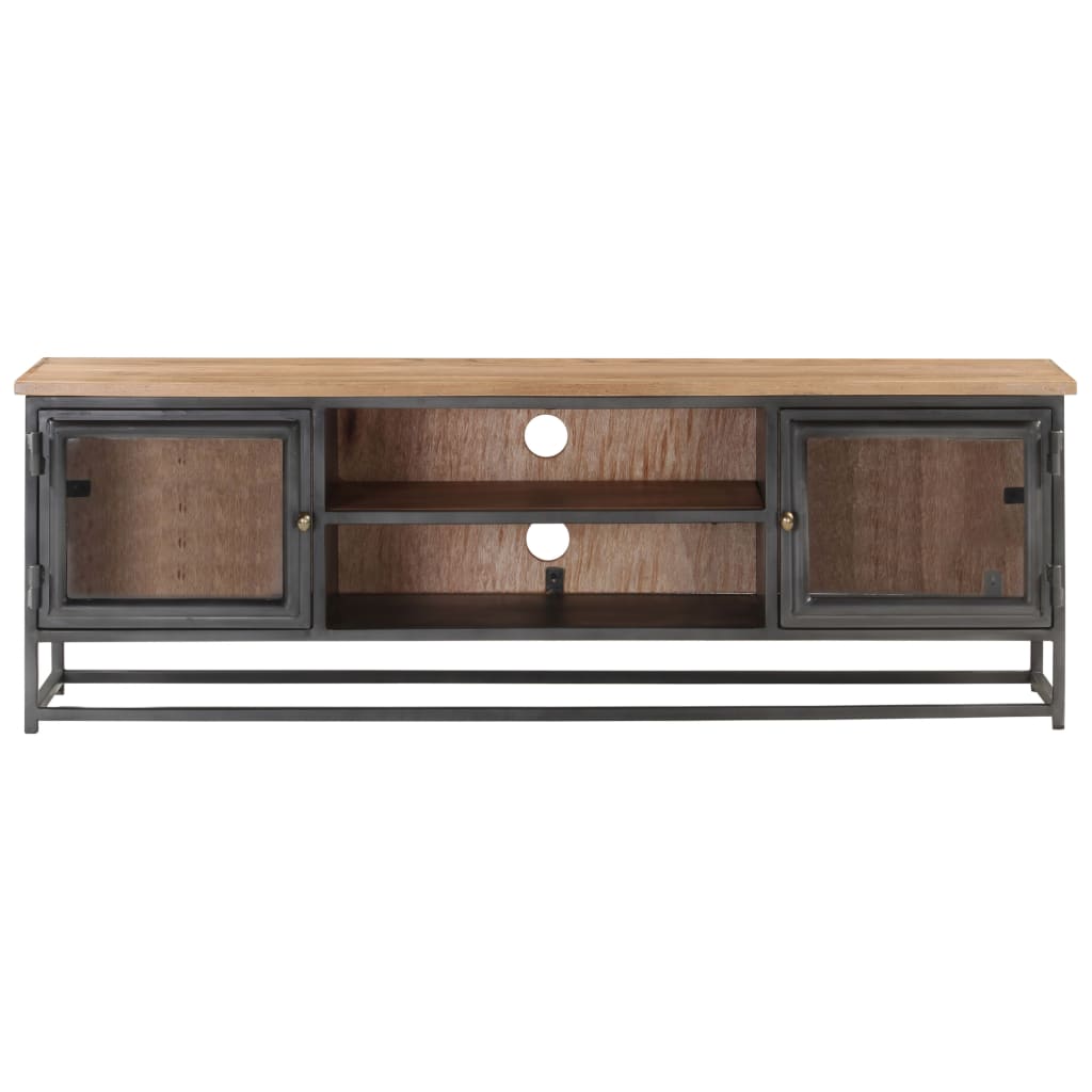 vidaXL TV Cabinet Grey 120x30x40 cm Solid Acacia Wood and Steel