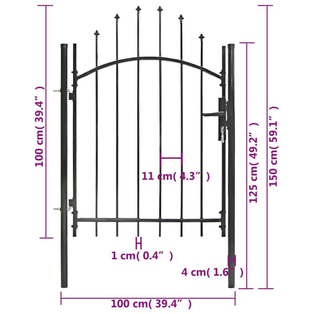 vidaXL Garden Gate Steel 1x1.5 m Black