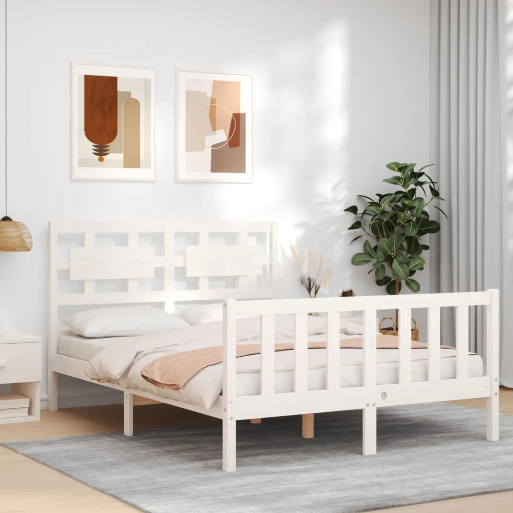 vidaXL Bed Frame without Mattress White 140x200 cm Solid Wood Pine