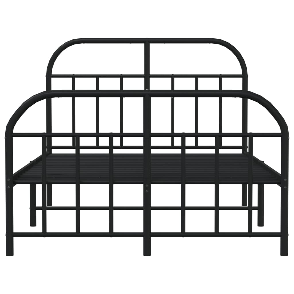 vidaXL Metal Bed Frame without Mattress with Footboard Black 120x190 cm Small Double