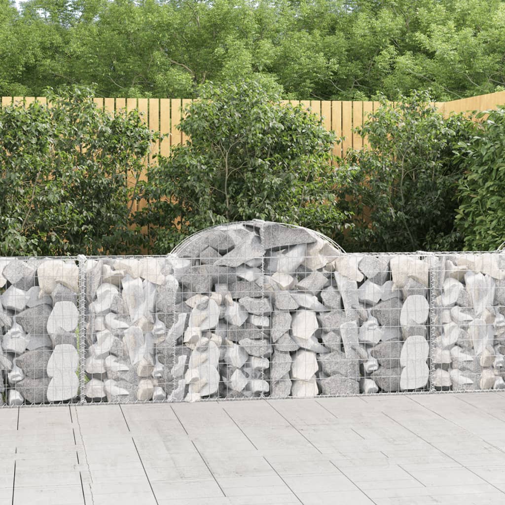 vidaXL Arched Gabion Baskets 5 pcs 200x30x80/100 cm Galvanised Iron