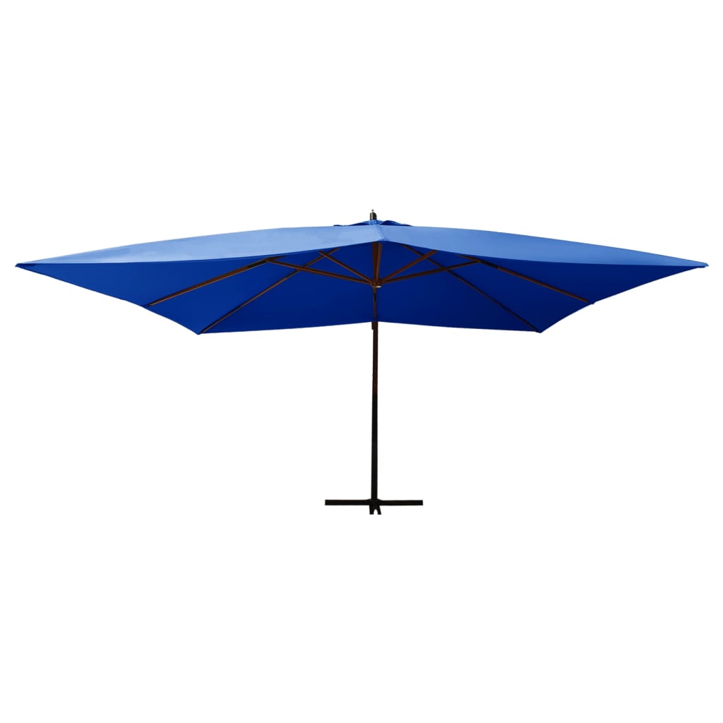 vidaXL Cantilever Garden Parasol with Wooden Pole 400x300 cm Azure Blue