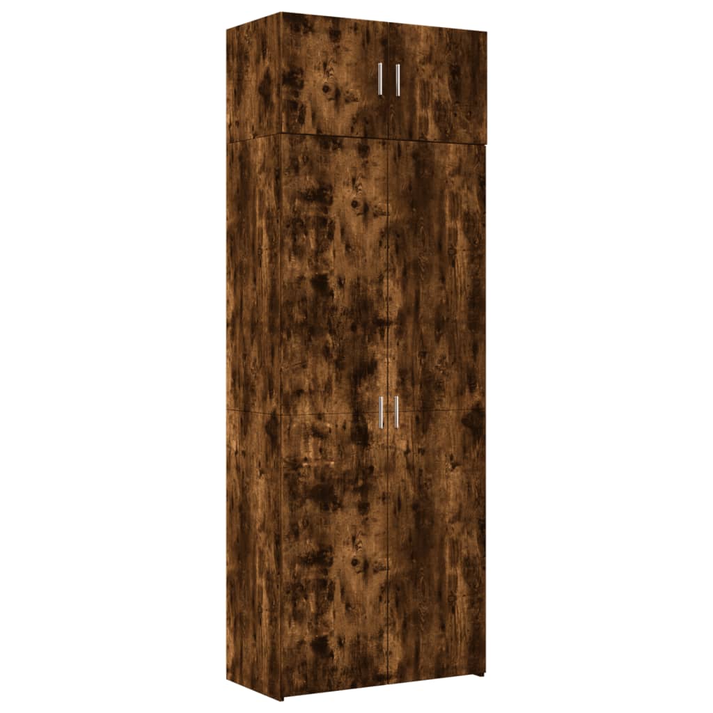 vidaXL Storage Cabinet Smoked Oak 80x42.5x225 cm Engineered Wood